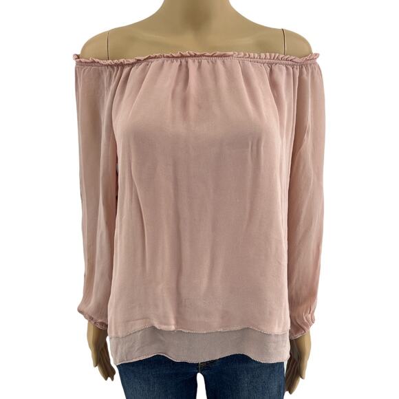 Sanctuary (S) Pink Chiffon Well Worn Long Sleeve Boho Peasant Top Blouse - Picture 1 of 8